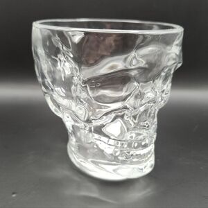 VTG Pirate Skull Luminarc 3D Handle Clear Glass Mug 4.25"H NWT